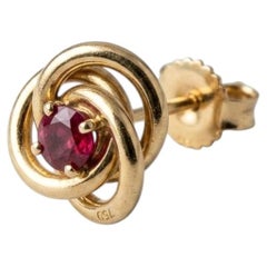 Tiffany & Co. 18k Yellow Gold Ruby Love Knot Stud Earrings