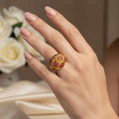 Tiffany & Co. 18K Yellow Gold Ruby Oversized Dome Cluster Ring Circa 1970s
