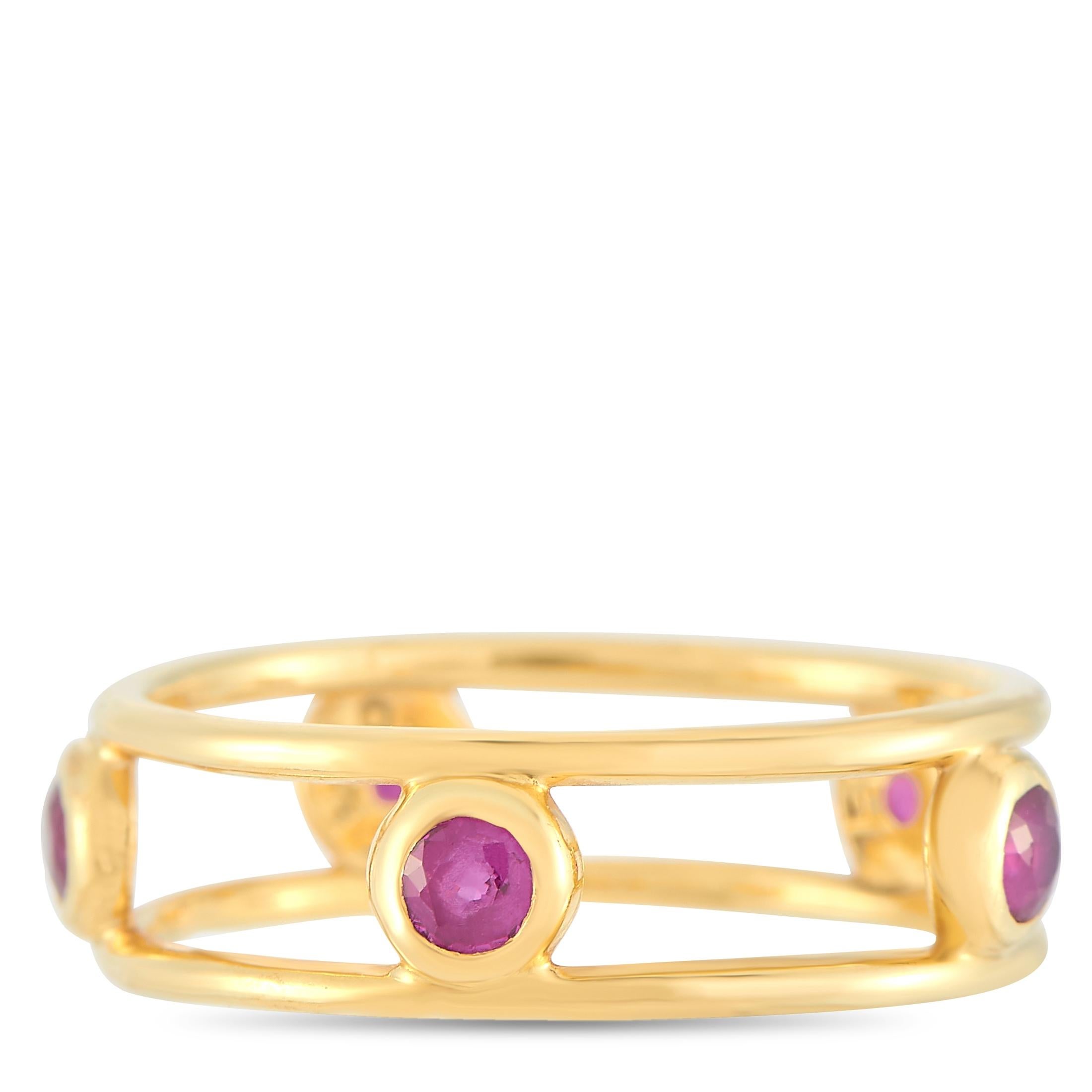 Tiffany & Co. 18 Karat Yellow Gold Ruby Ring In Excellent Condition In Southampton, PA