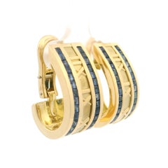 Tiffany & Co. 18k Yellow Gold Sapphire Atlas Roman Numeral Cuff Earrings