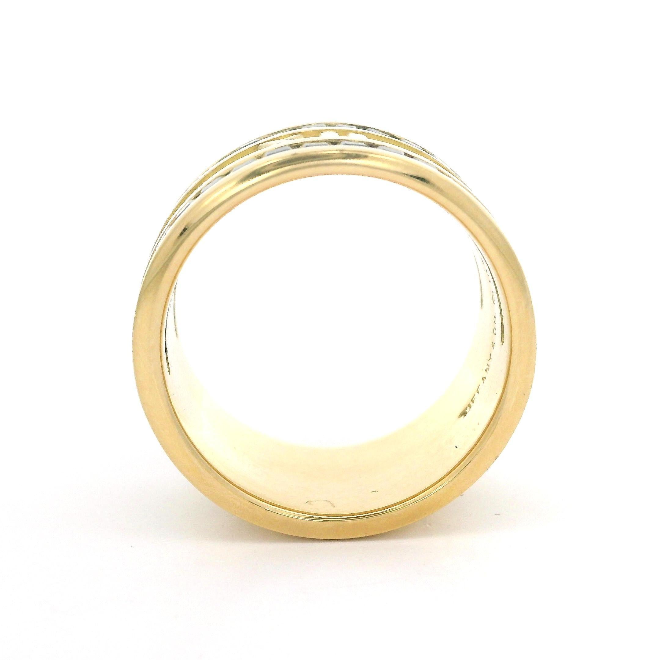 Square Cut Tiffany & Co. 18k Yellow Gold Sapphire Atlas Wide Roman Numeral Band Ring