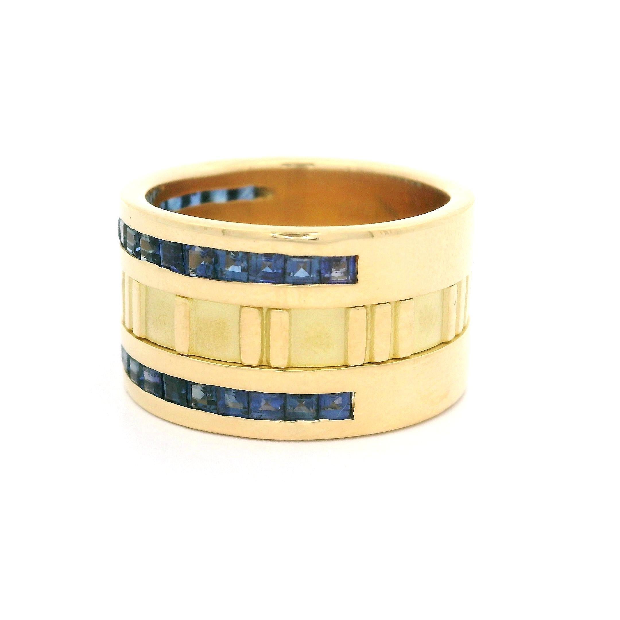 Tiffany & Co. 18k Yellow Gold Sapphire Atlas Wide Roman Numeral Band Ring 2