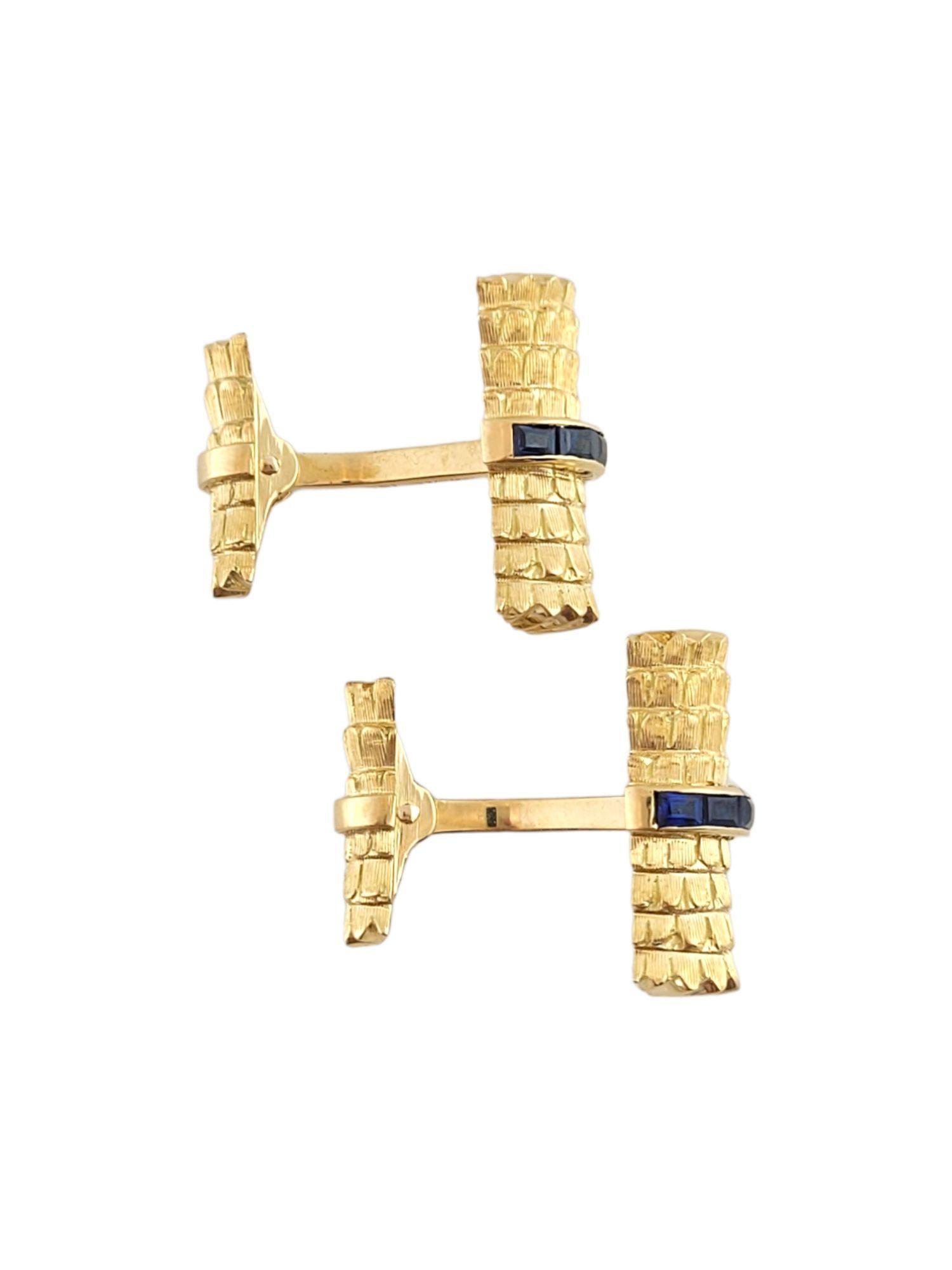Tiffany & Co 18K Yellow Gold & Sapphire Cufflink and Stud Set #14812 In Good Condition For Sale In Washington Depot, CT