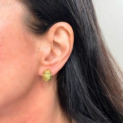 Tiffany & Co. 18k Yellow Gold Scarab Earrings, Circa 1993
