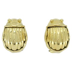 Tiffany & Co. 18k Yellow Gold Scarab Earrings, Circa 1993