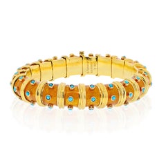 Tiffany & Co. Bracelet Schlumberger en or jaune 18 carats, émail et turquoise