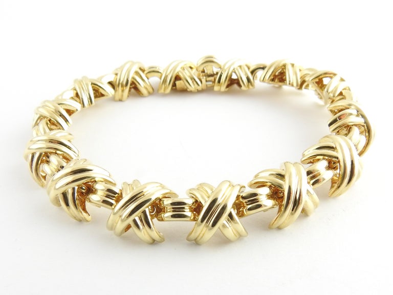 Tiffany and Co. 18 Karat Yellow Gold Signature X Bracelet 50g at 1stDibs