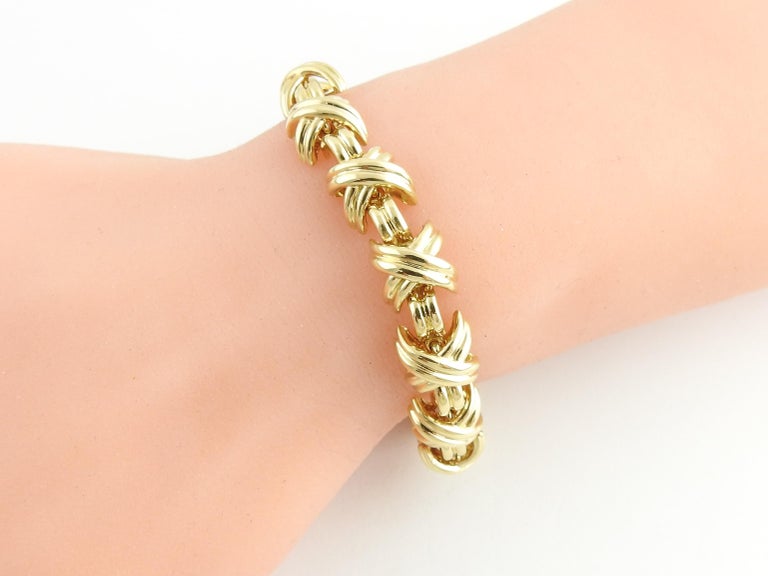 Tiffany and Co. 18 Karat Yellow Gold Signature X Bracelet 50g at 1stDibs