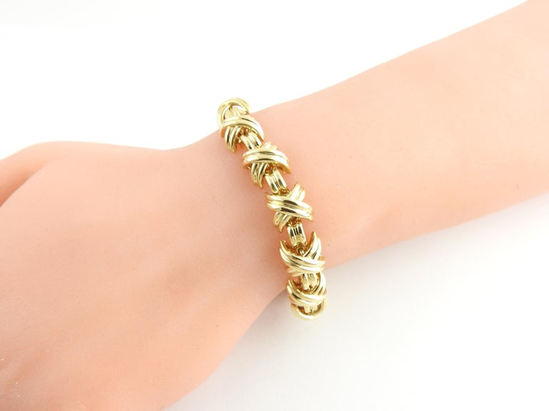 Tiffany and Co. 18 Karat Yellow Gold Signature X Bracelet 50g at 1stDibs