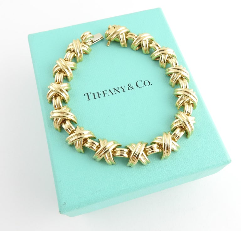 Tiffany and Co. 18 Karat Yellow Gold Signature X Bracelet 50g at 1stDibs