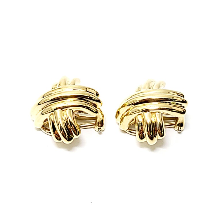 Tiffany and Co. 18 Karat Yellow Gold Signature X Clip-On Earrings at ...