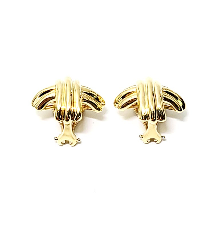 Tiffany and Co. 18 Karat Yellow Gold Signature X Clip-On Earrings at ...