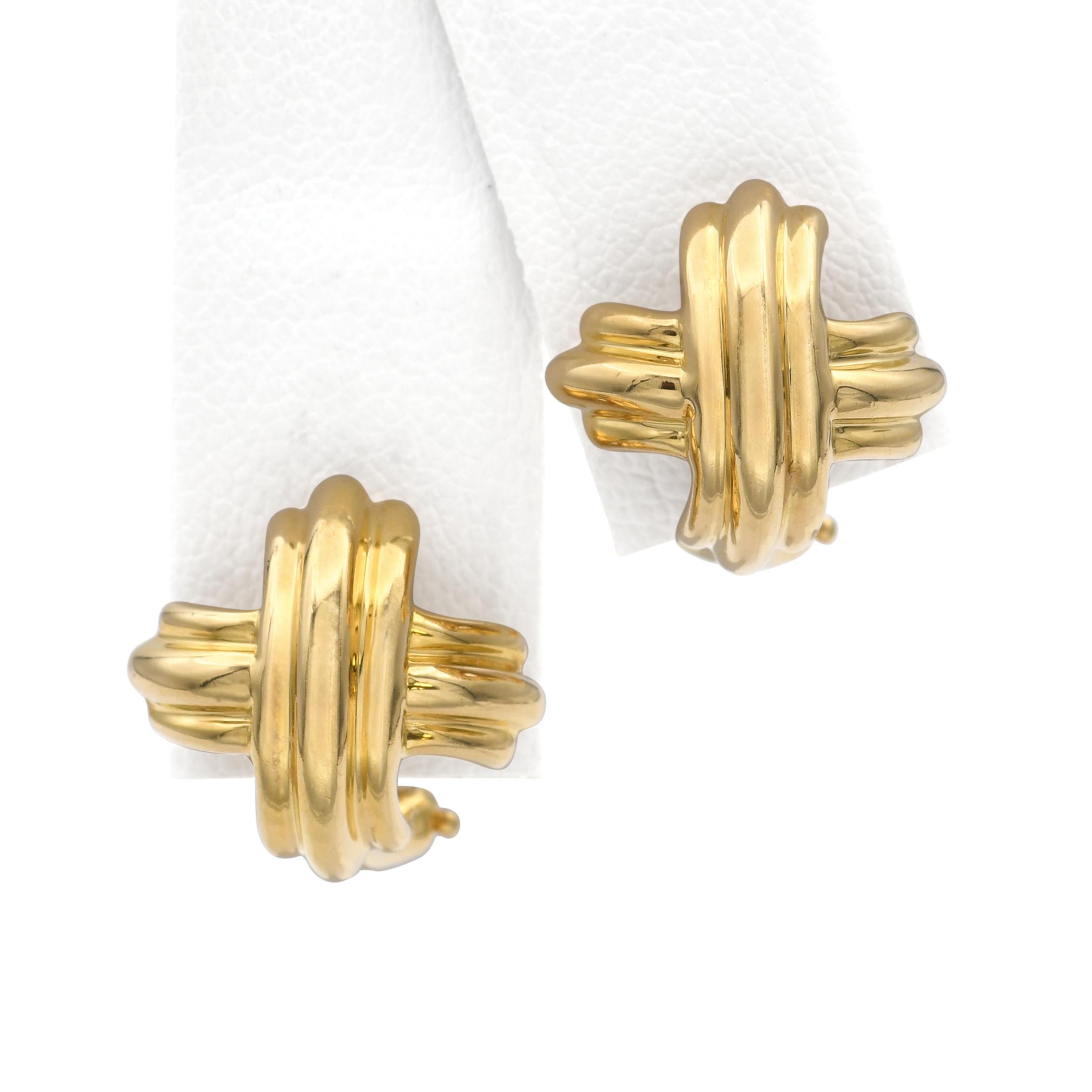 Orecchini Tiffany & Co. in oro giallo 18k a forma di croce X in vendita 1