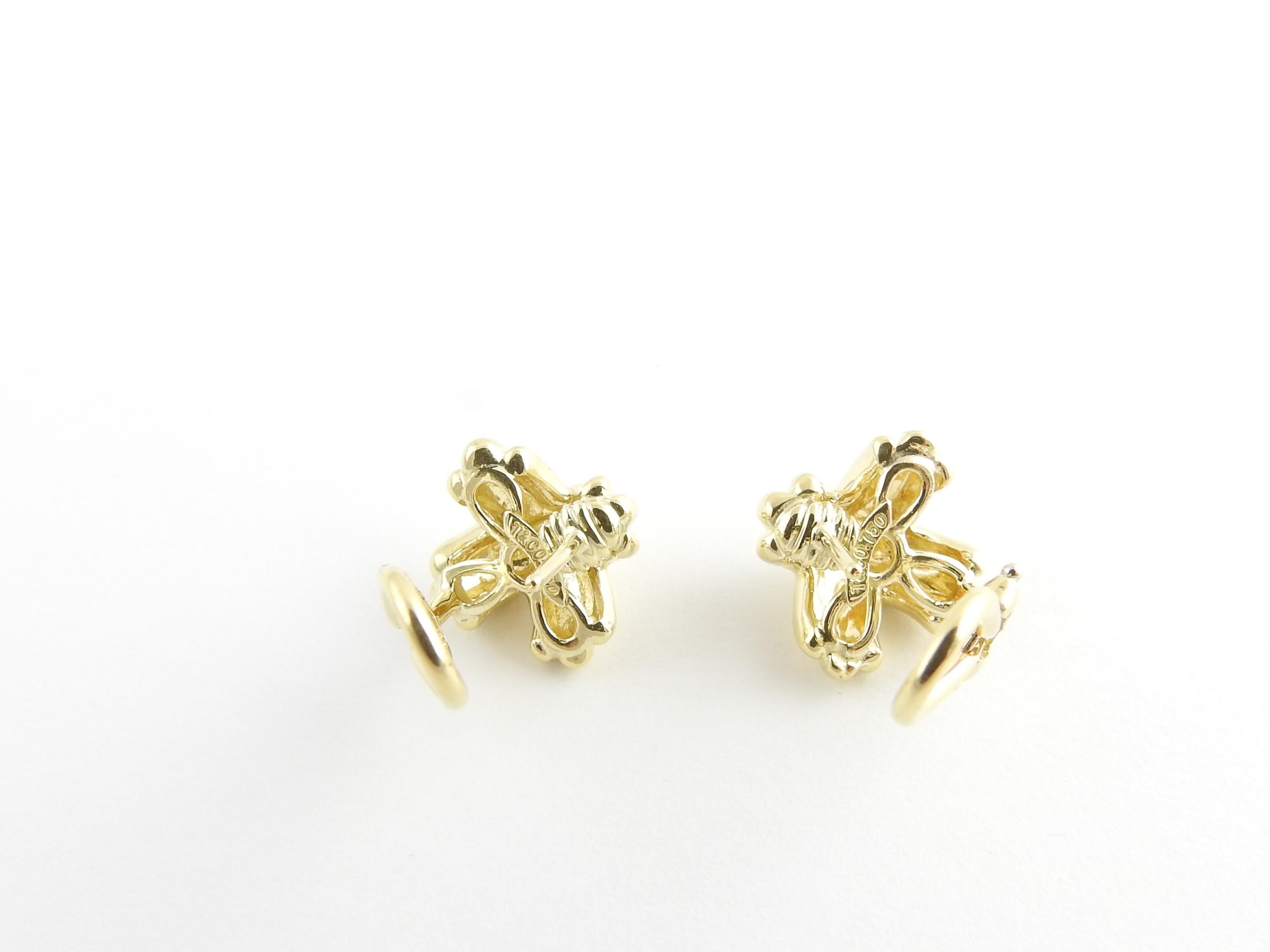 Women's Tiffany & Co. 18K Yellow Gold Signature X Crossover Earrings Omega Back w/box