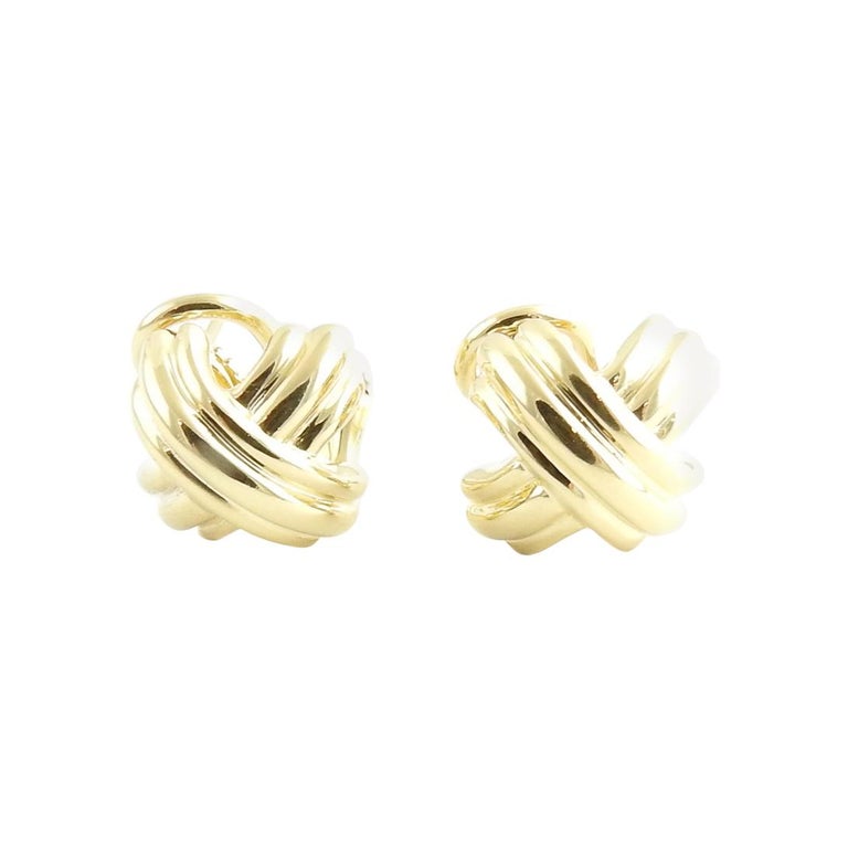 Tiffany and Co. 18K Yellow Gold Signature X Crossover Earrings Omega ...