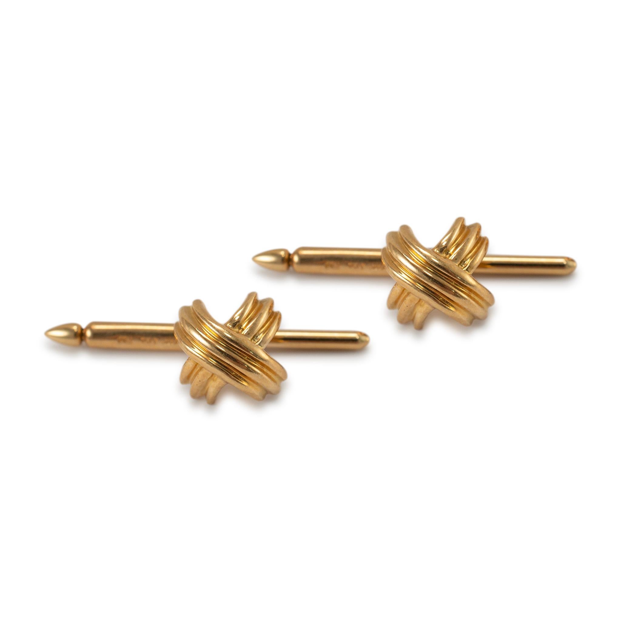 Tiffany & Co. 18K Yellow Gold Signature X Cufflinks In Excellent Condition For Sale In Houston, TX