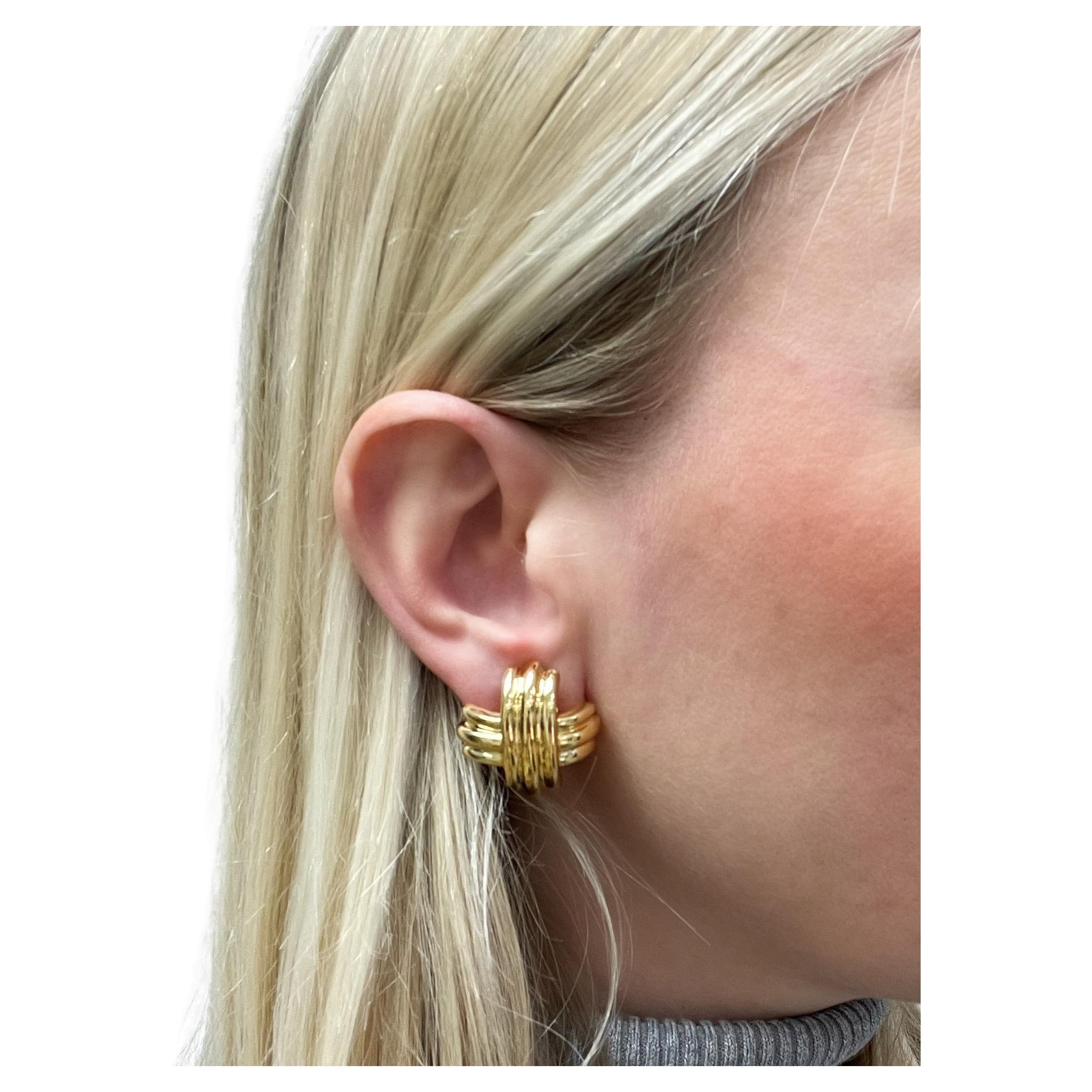 Tiffany & Co., 18 Karat Gelbgold Signature X-Ohrringe mit Signatur