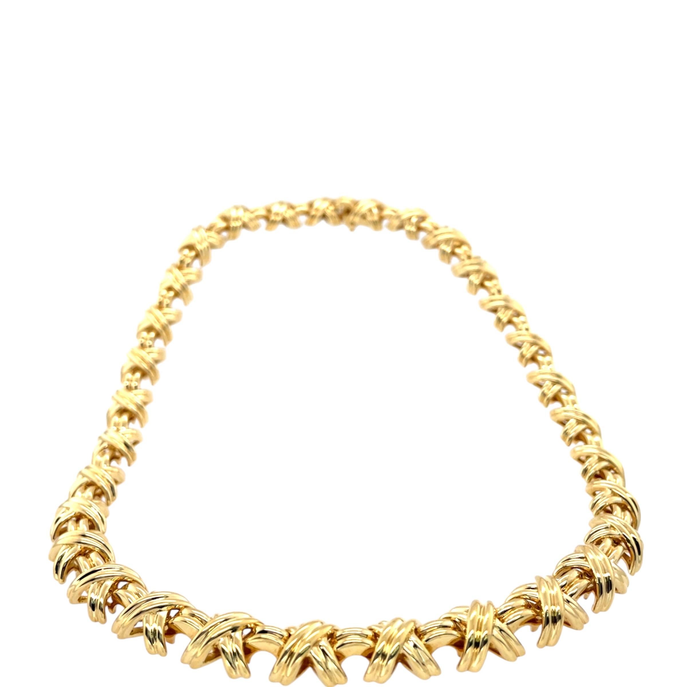 Tiffany & Co., 18 Karat Gelbgold Signatur X Gliederhalskette (Zeitgenössisch) im Angebot