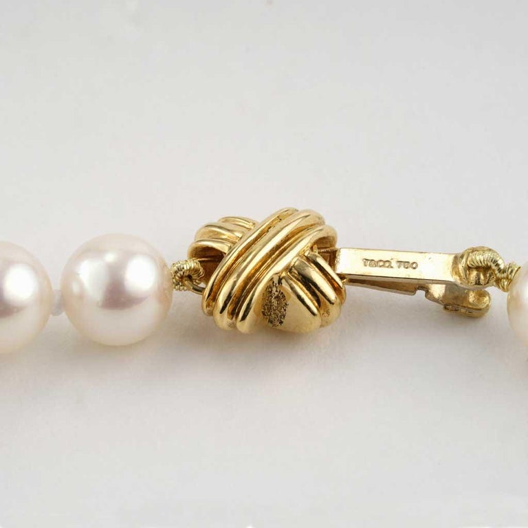 Tiffany and Co 18K Yellow Gold Signature X Pearl Strand Necklace, 1999 ...