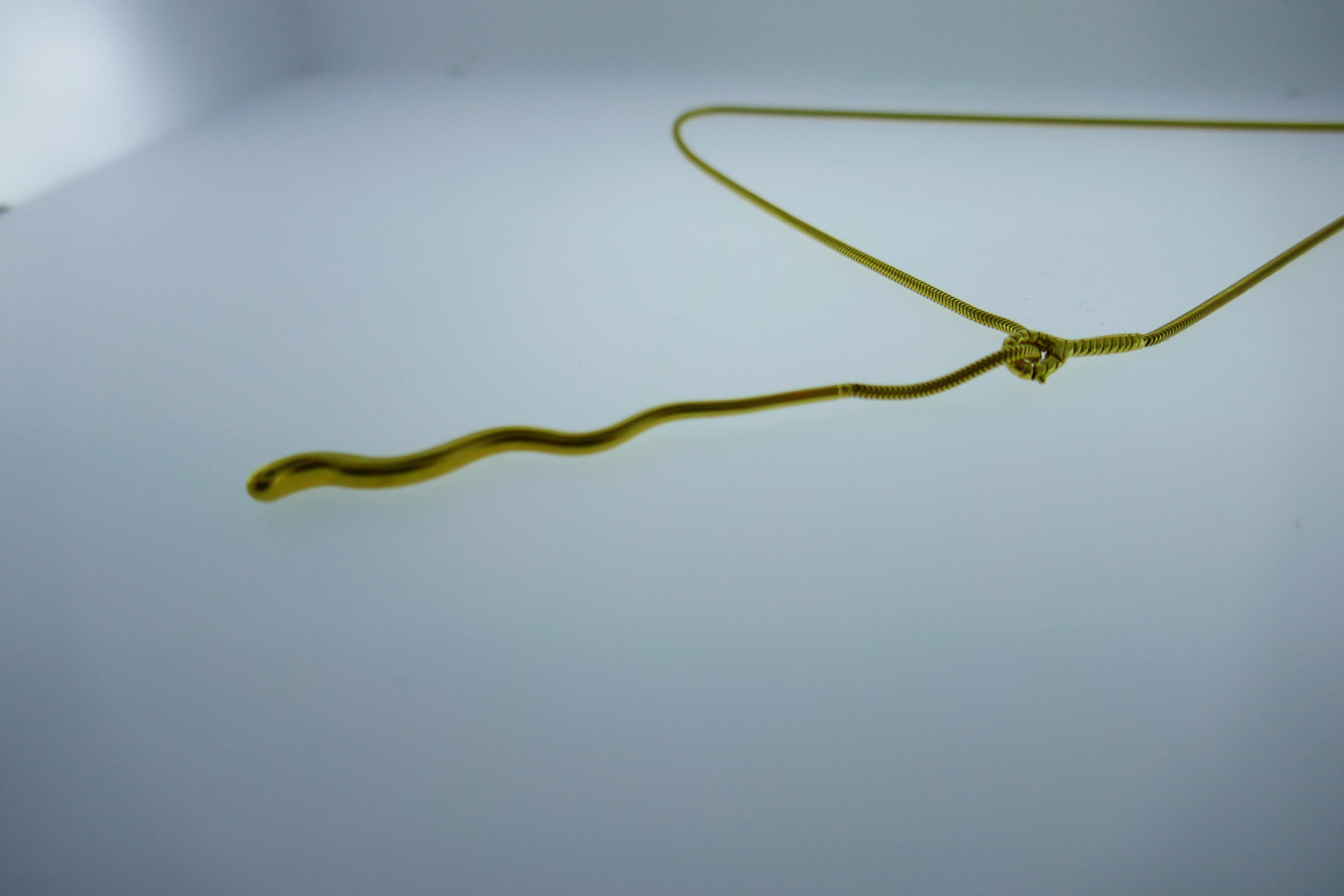 Women's or Men's Tiffany & Co. 18K Yellow Gold Snake Chain Lariat Necklace Vintage, circa 1970s