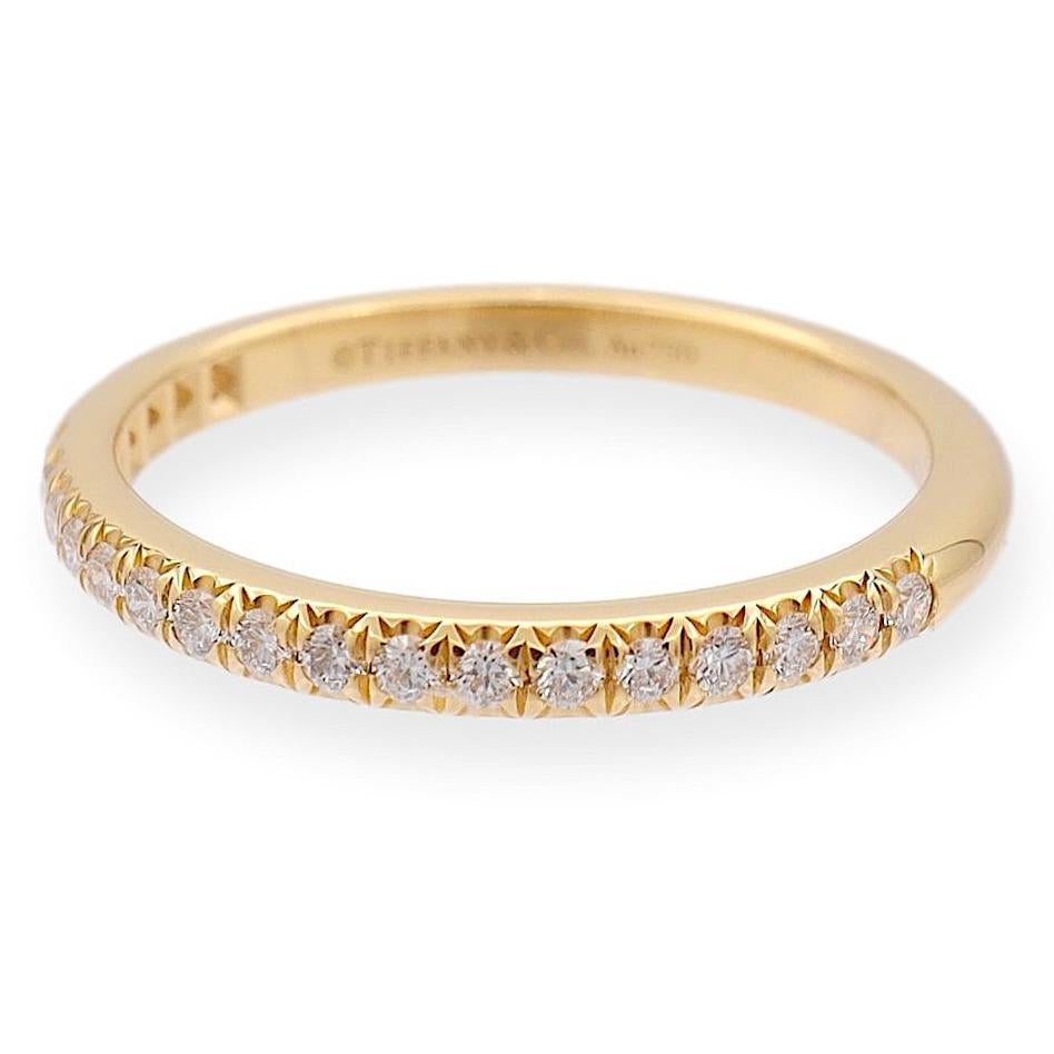 Tiffany & Co. 18K Yellow Gold Soleste Half Circle Round Diamond Band Ring In Excellent Condition For Sale In New York, NY