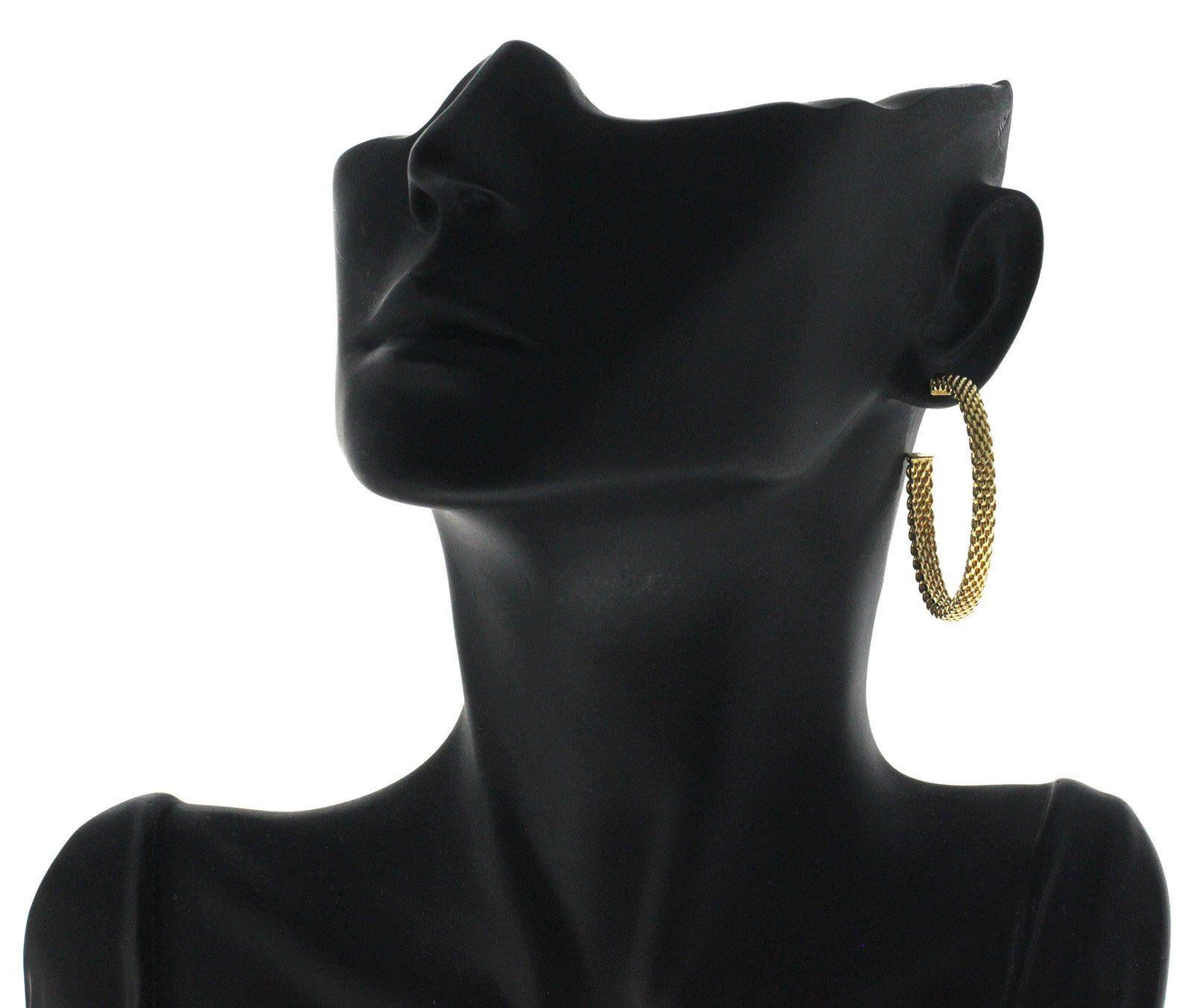 Tiffany and Co. 18 Karat Yellow Gold Somerset Mesh Large Hoop Earrings ...