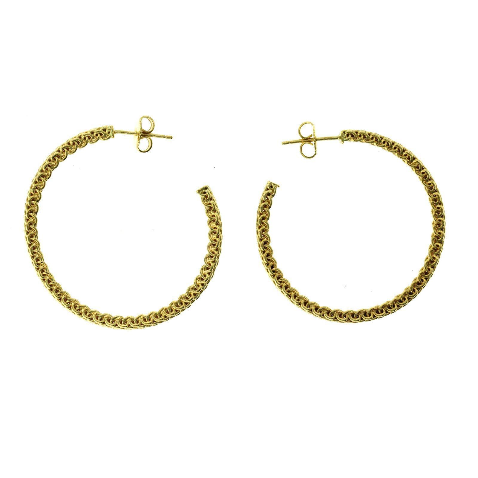 Tiffany & Co. 18 Karat Yellow Gold Somerset Mesh Large Hoop Earrings 2