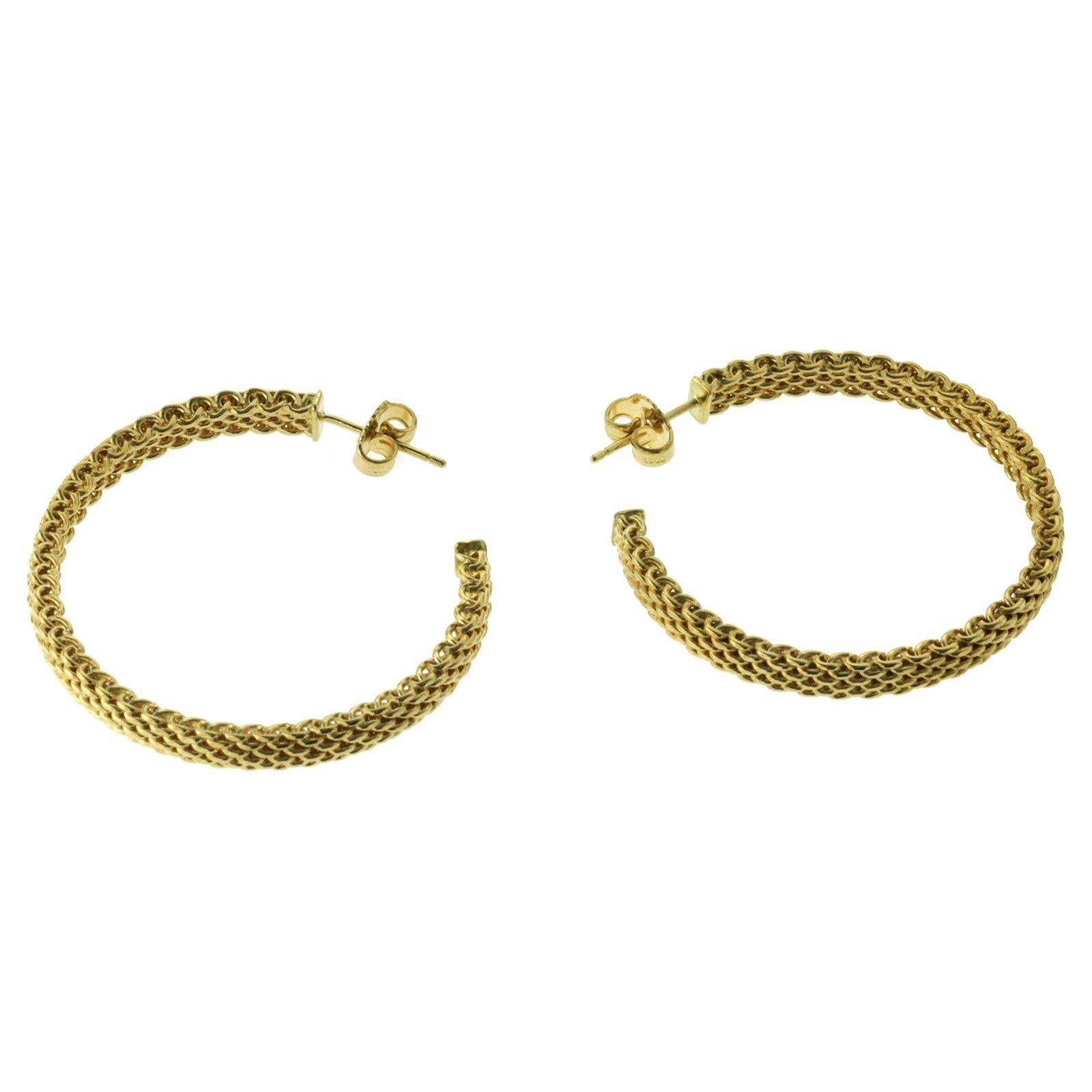 Tiffany & Co. 18 Karat Yellow Gold Somerset Mesh Large Hoop Earrings 3