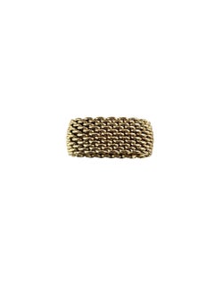 Tiffany & Co. 18K Yellow Gold Somerset Mesh Ring Size 6.5-6.75 w/Pouch #24544