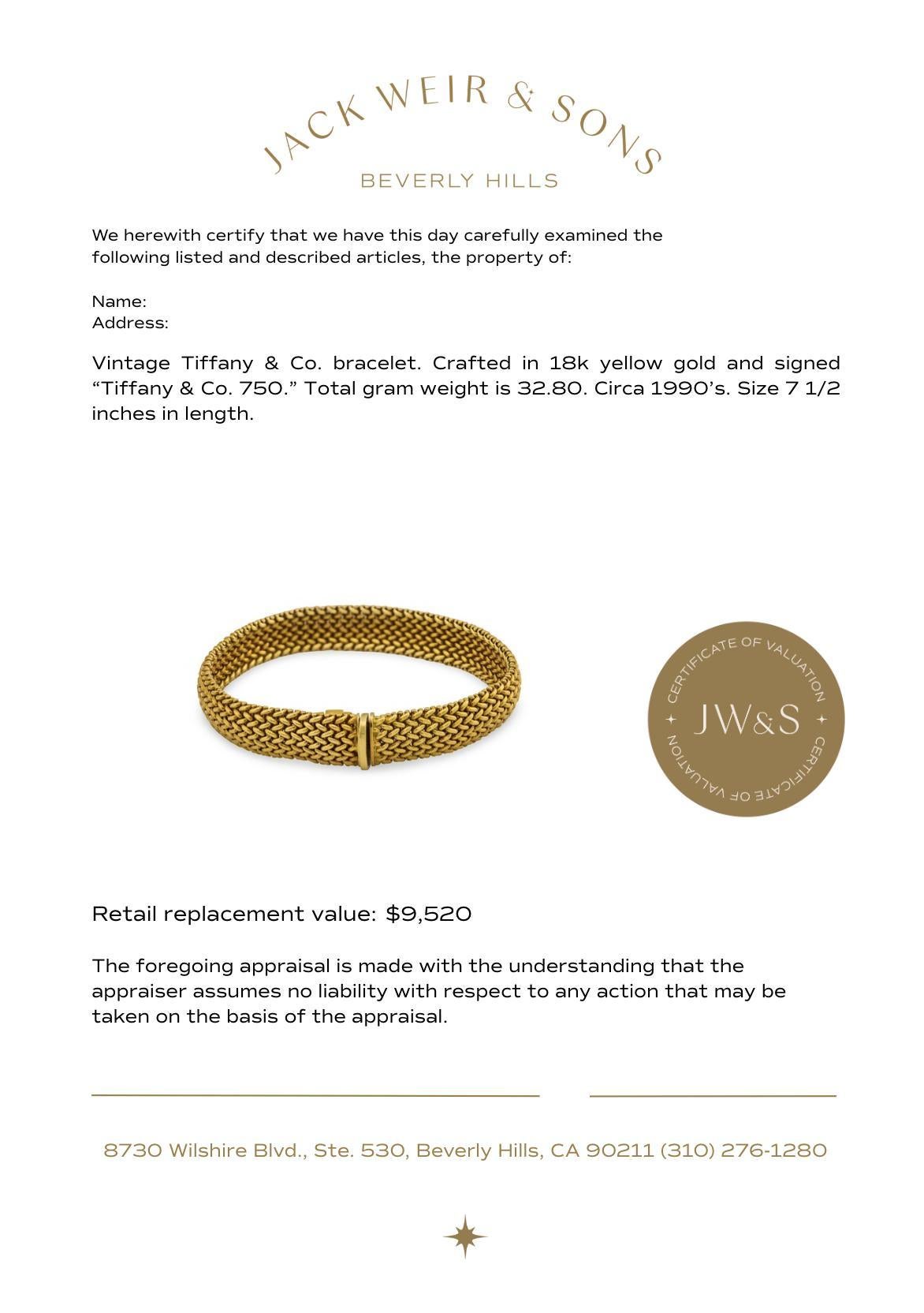 Tiffany & Co. Bracelet Somerset weave en or jaune 18k en vente 4
