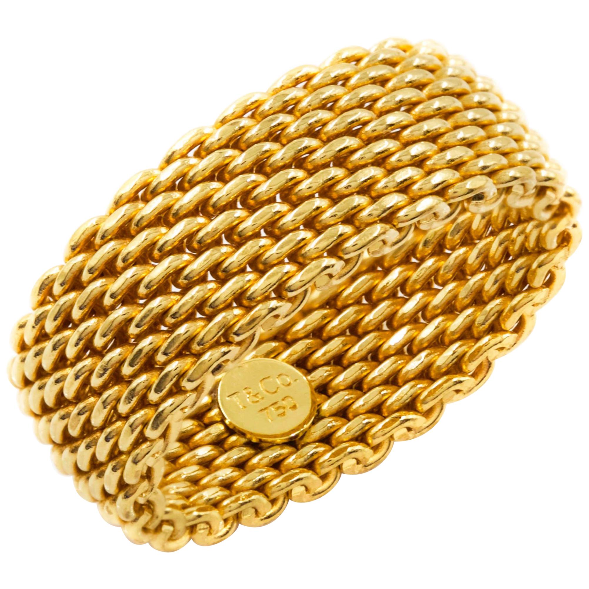 Tiffany & Co 18K Yellow Gold "Somerset" Wide Mesh Ring