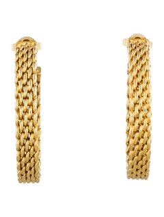 Tiffany & Co. 18k Yellow Gold Somesrset Mesh Hoop Earrings