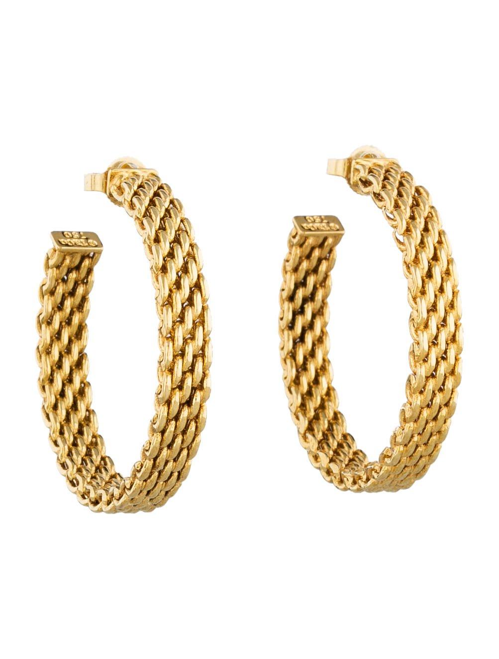 Tiffany & Co. 18k Yellow Gold Somesrset Mesh Hoop Earrings In Excellent Condition In New York, NY