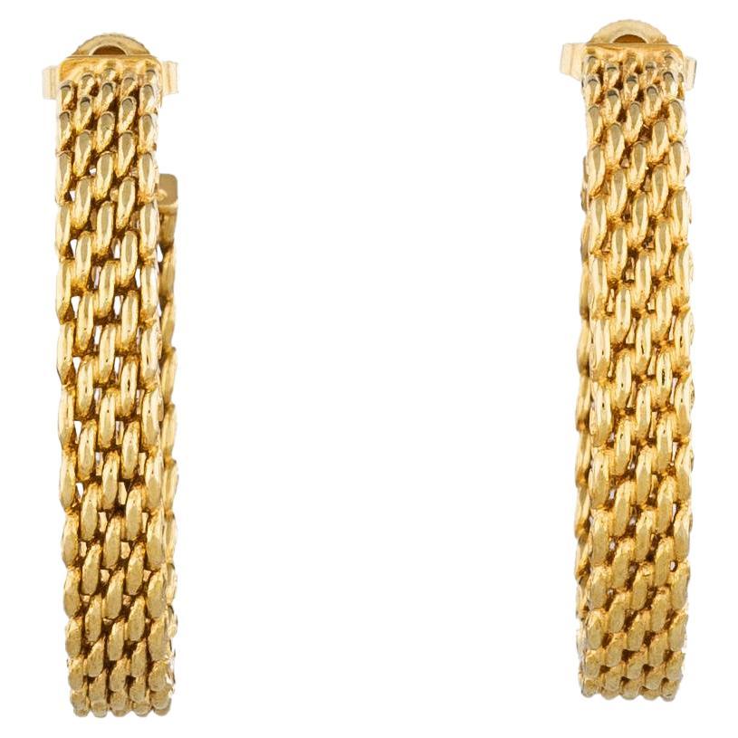 Tiffany & Co. 18k Yellow Gold Somesrset Mesh Hoop Earrings