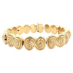 Tiffany & Co. 18k Yellow Gold Spiro Swirl Design Link Bracelet w/ Push Clasp