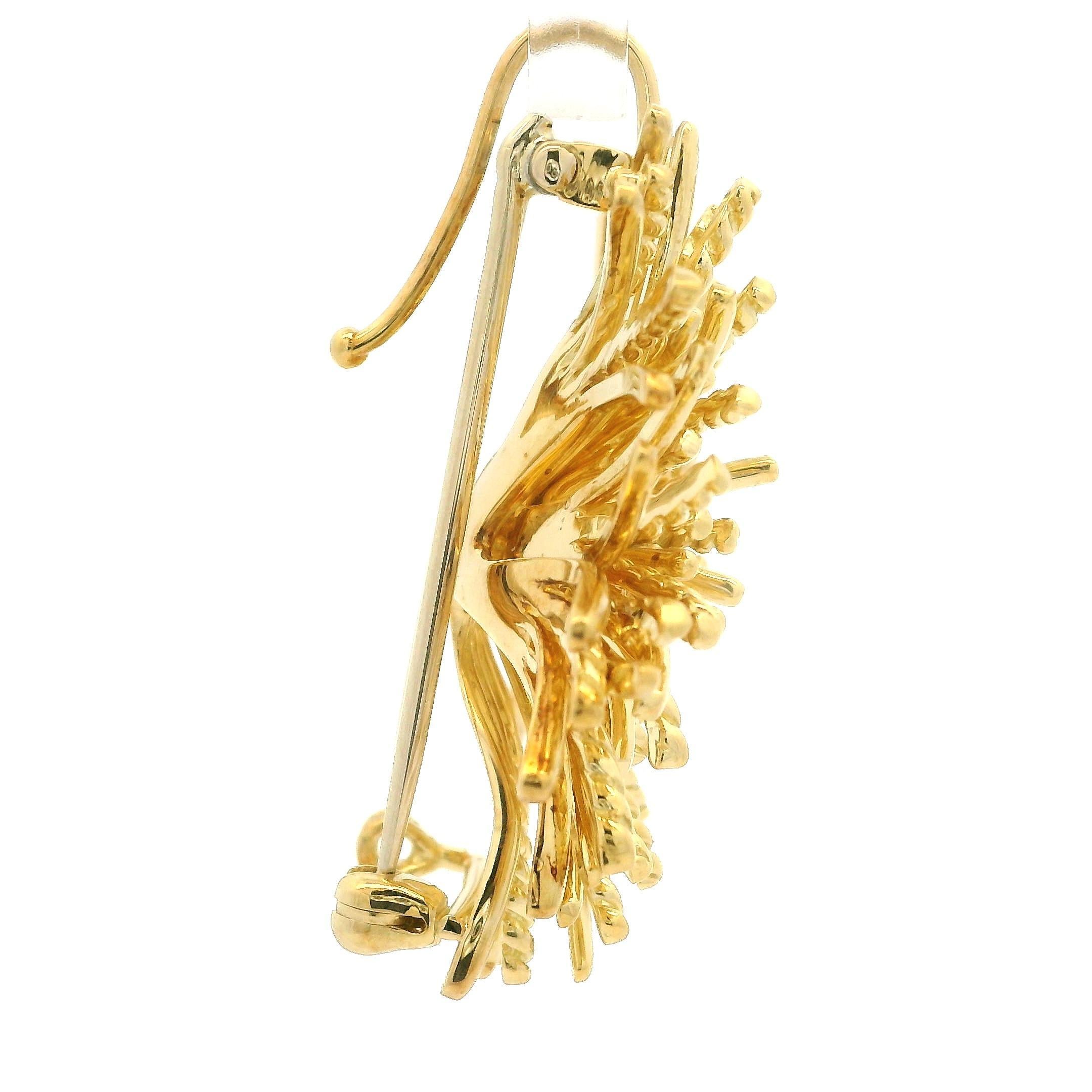 Tiffany & Co. Pendentif broche anémone des mers en or jaune 18 carats Excellent état - En vente à Montclair, NJ