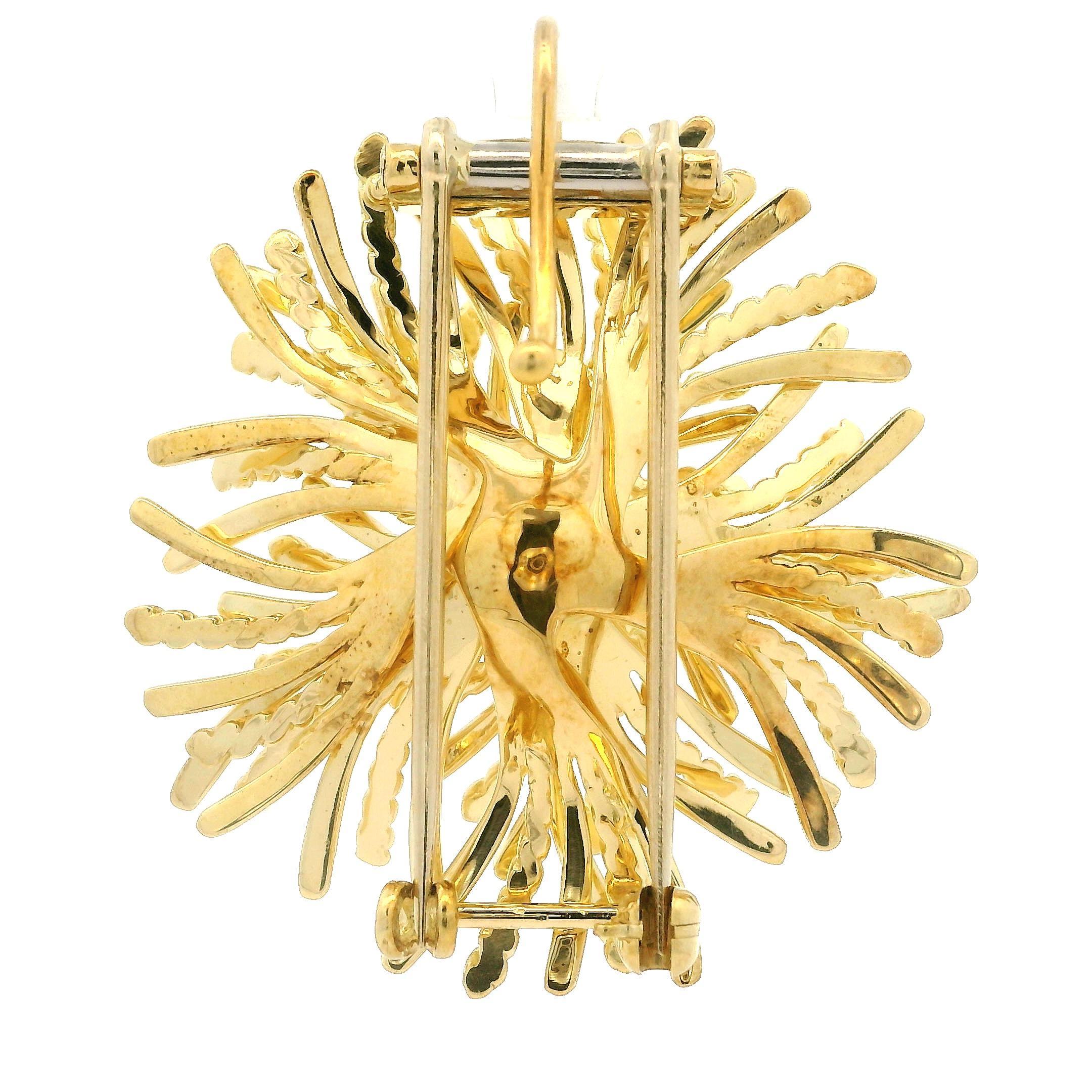 Tiffany & Co. Pendentif broche anémone des mers en or jaune 18 carats en vente 2