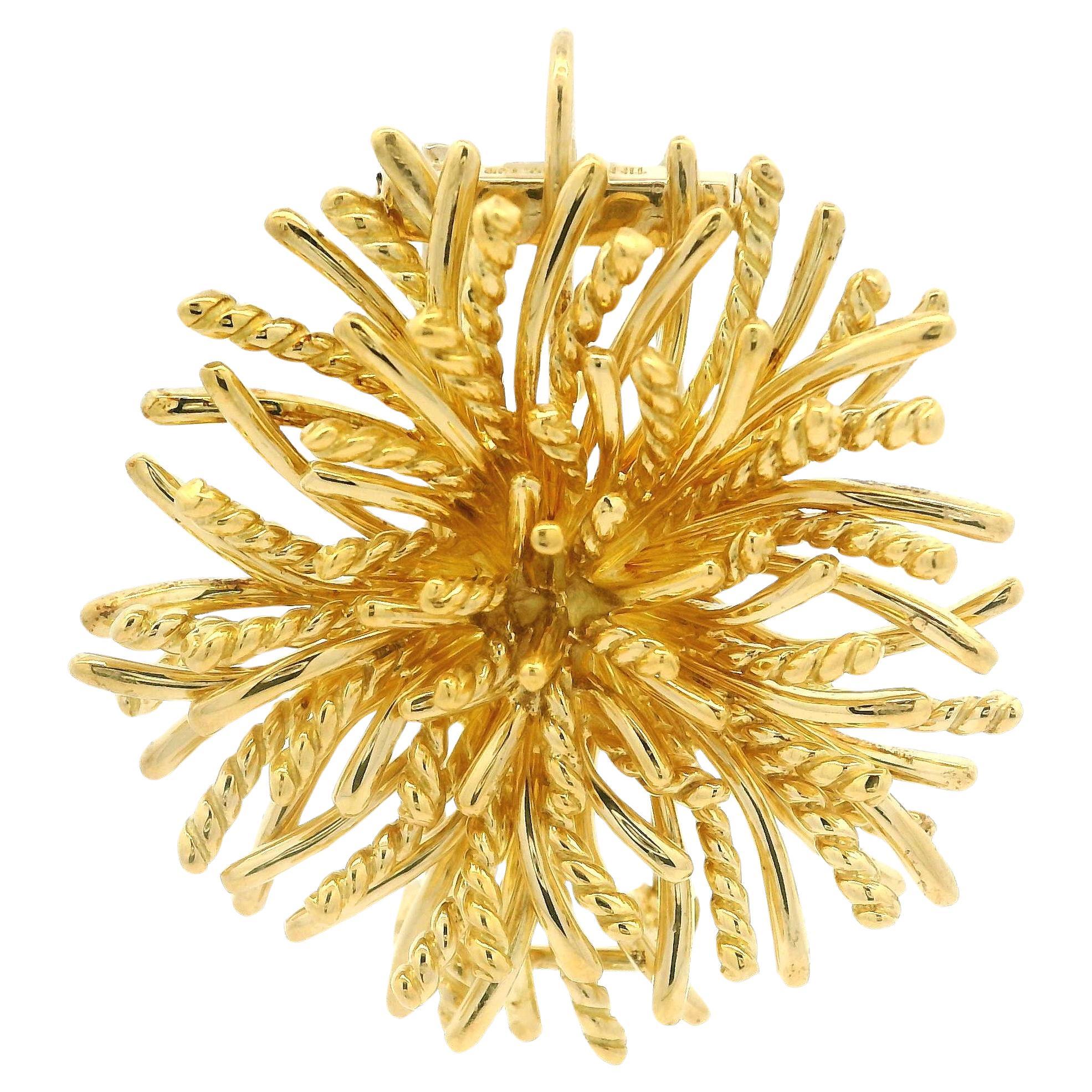 Tiffany & Co. 18k Yellow Gold Spray Sea Anemone Pin Brooch Enhancer Pendant