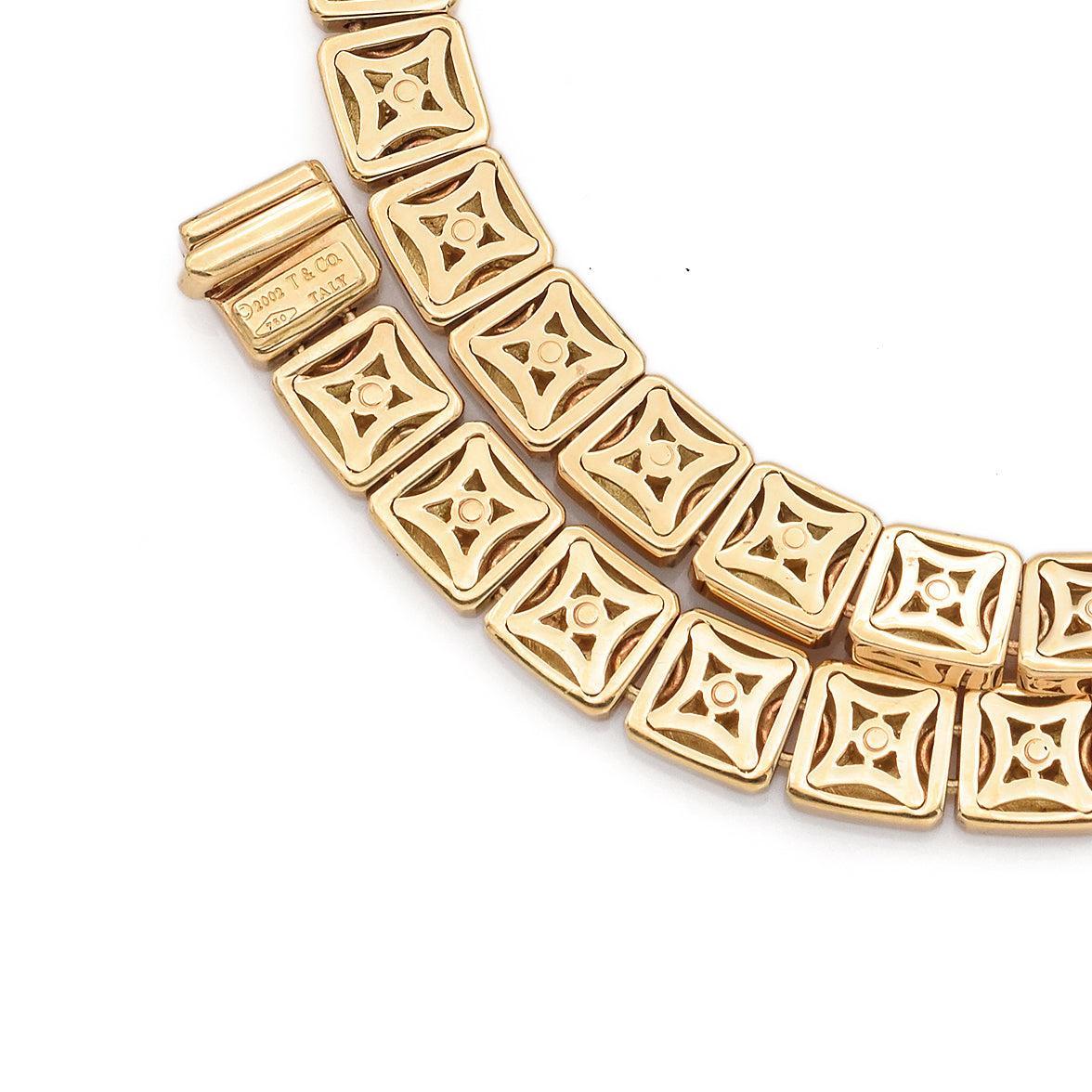 Tiffany & Co. 18K Gelbgold Quadratische Panel Spiegel Link Halskette im Angebot 1