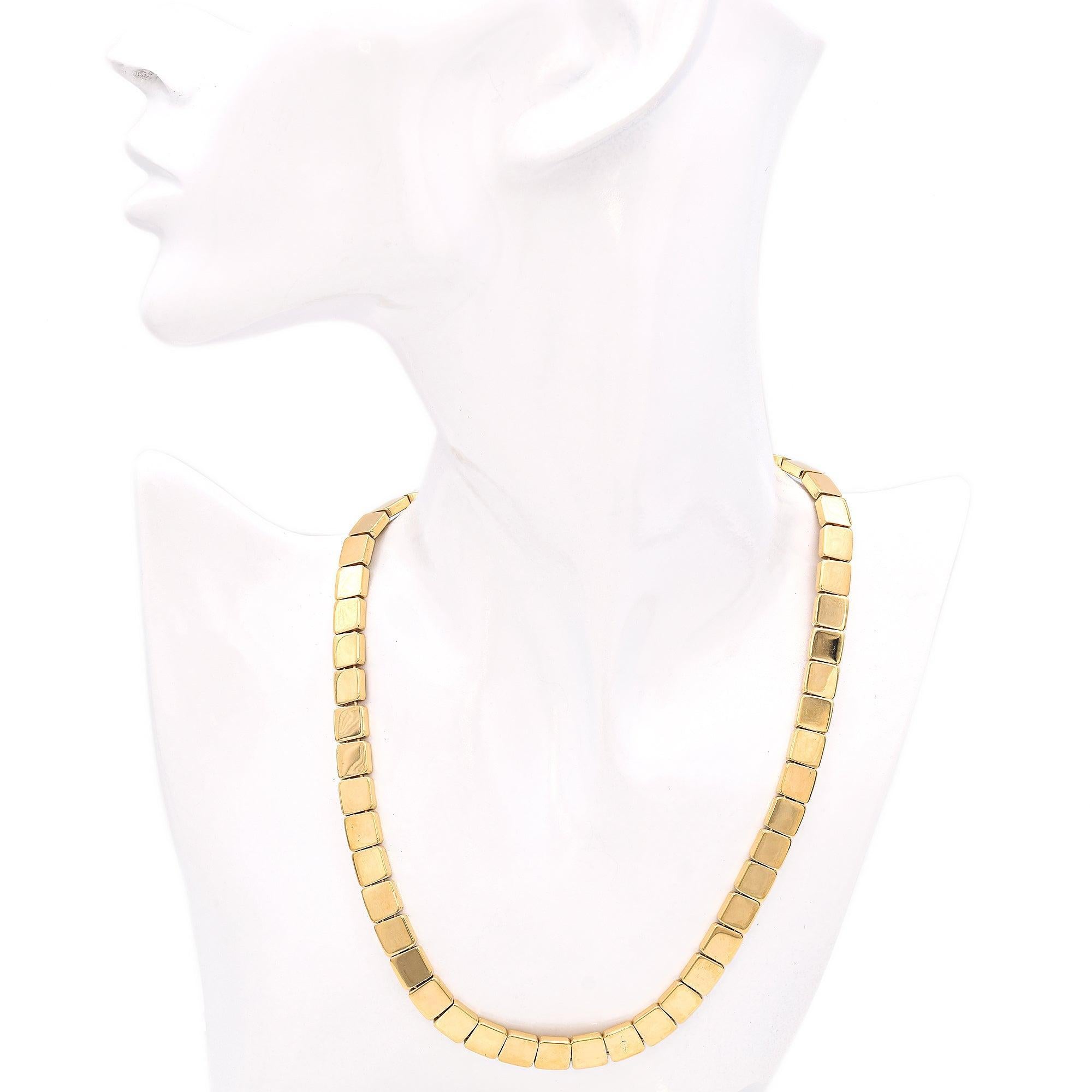 Tiffany & Co. 18K Gelbgold Quadratische Panel Spiegel Link Halskette im Angebot 2