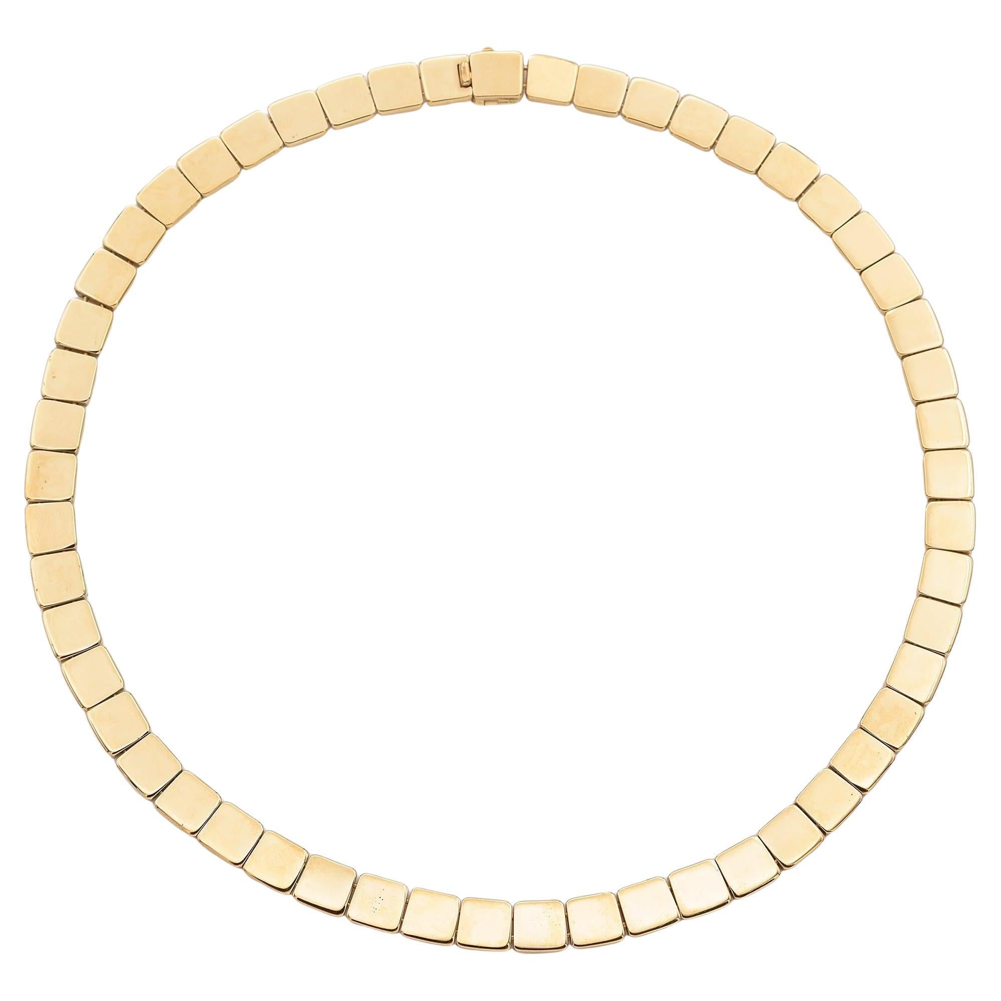 Tiffany & Co. 18K Gelbgold Quadratische Panel Spiegel Link Halskette im Angebot