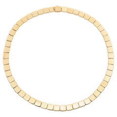 Vintage Tiffany & Co. 18K Yellow Gold Square Panel Mirror Link Necklace