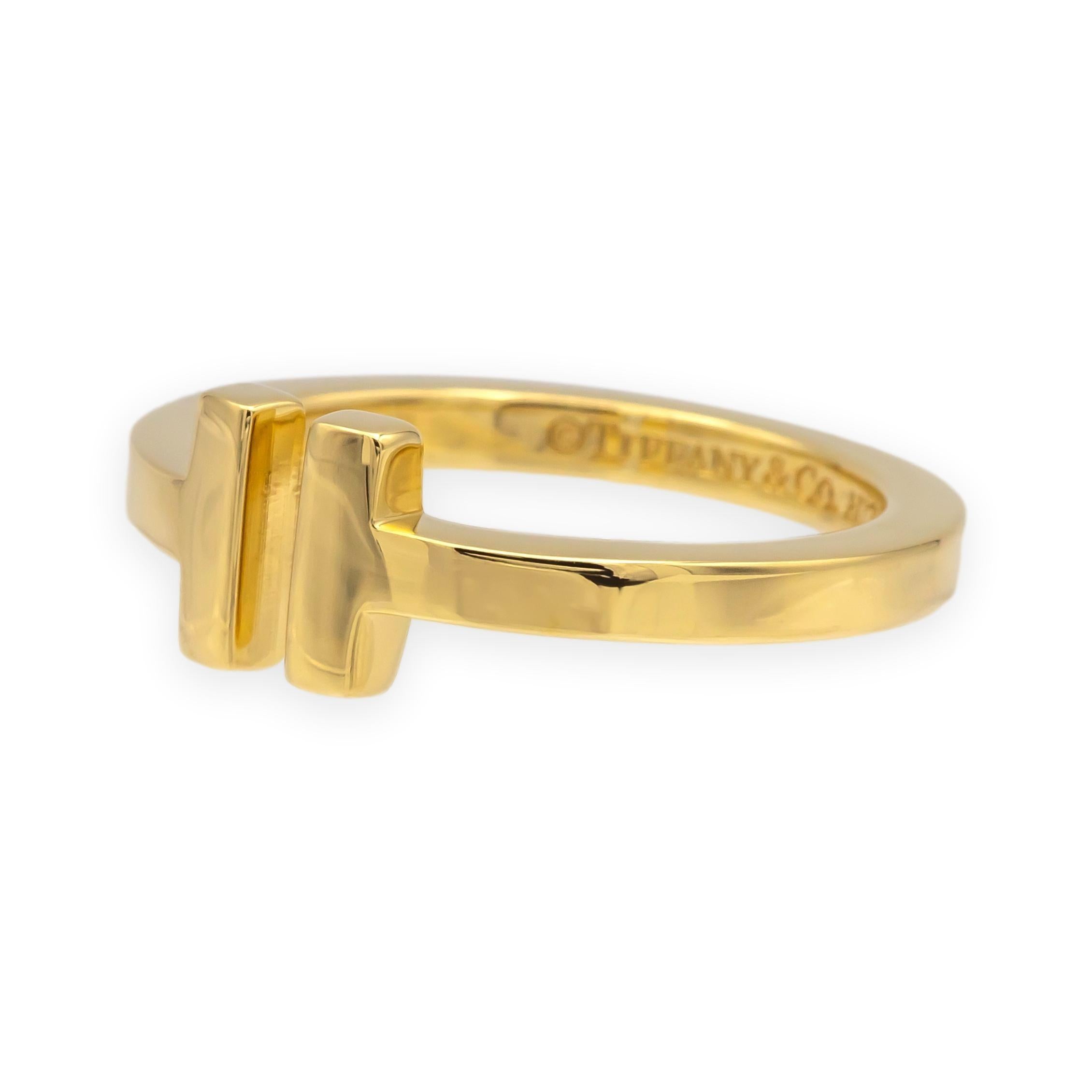Tiffany & Co. Bague carrée en or jaune 18K Taille 8.75 2.5mm Excellent état - En vente à New York, NY
