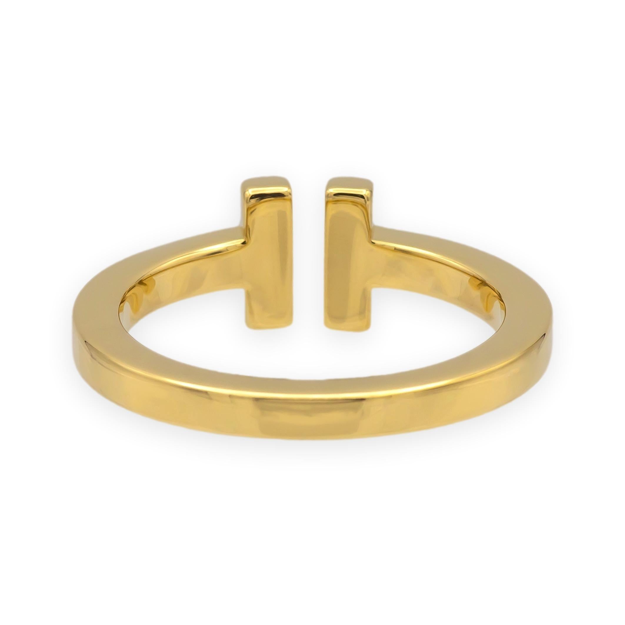 Tiffany & Co. Bague carrée en or jaune 18K Taille 8.75 2.5mm Pour femmes en vente
