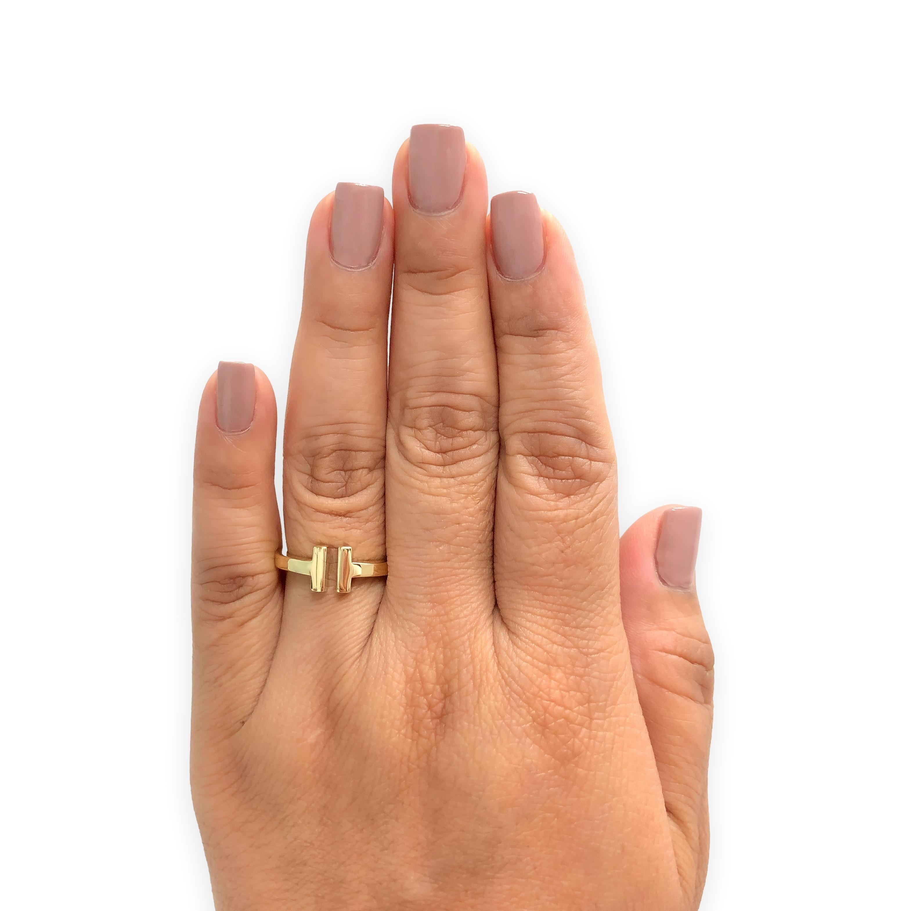 Tiffany & Co. Bague carrée en or jaune 18K Taille 8.75 2.5mm en vente 3