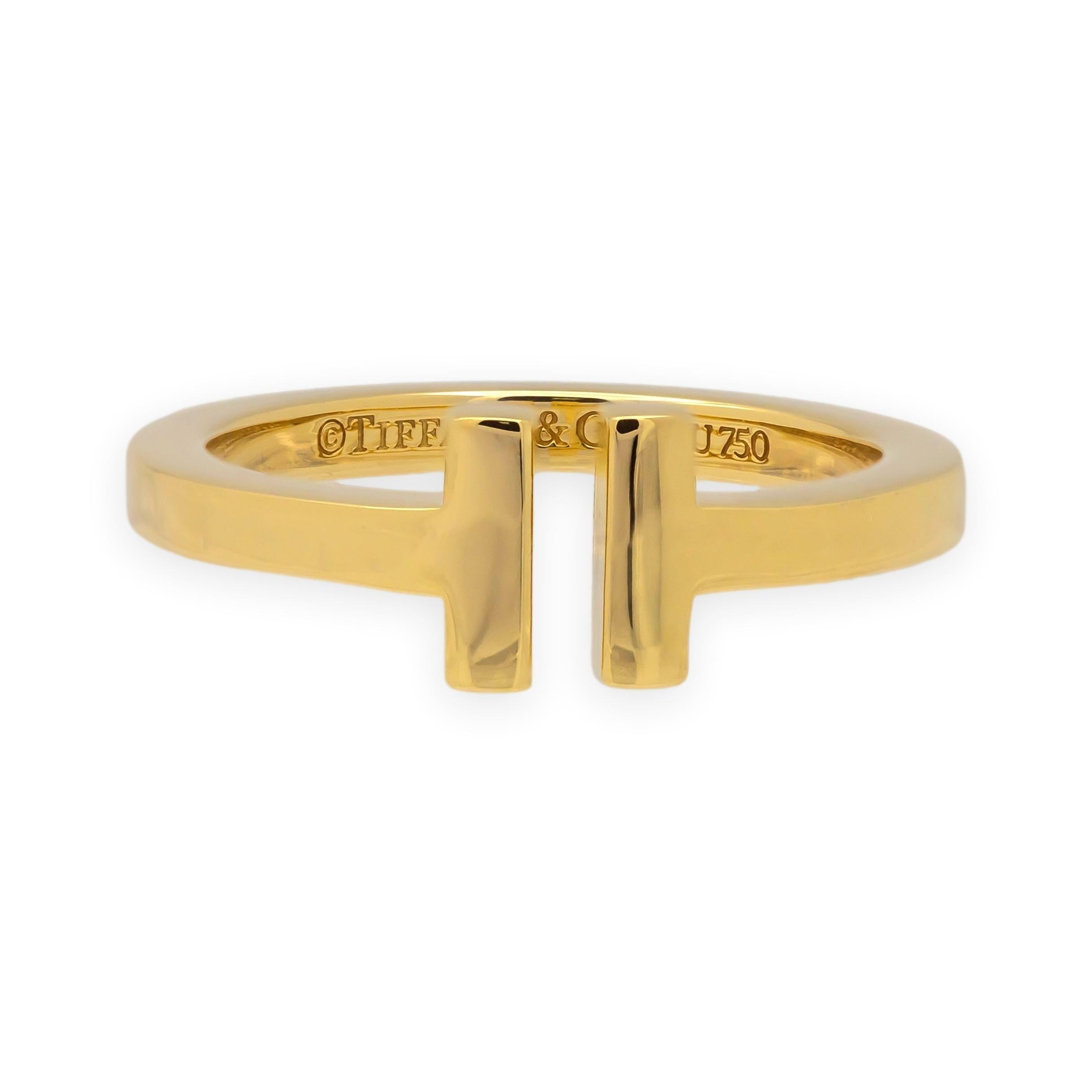 Tiffany & Co. Bague carrée en or jaune 18K Taille 8.75 2.5mm en vente