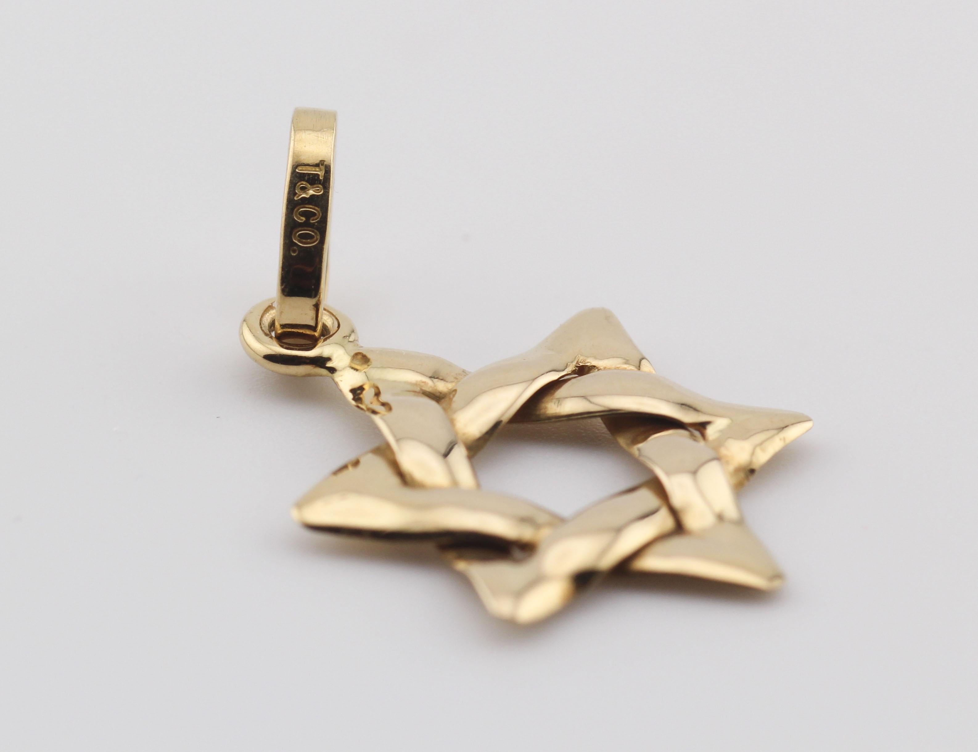 Tiffany & Co. 18k Yellow Gold Star of David Pendant Charm 2