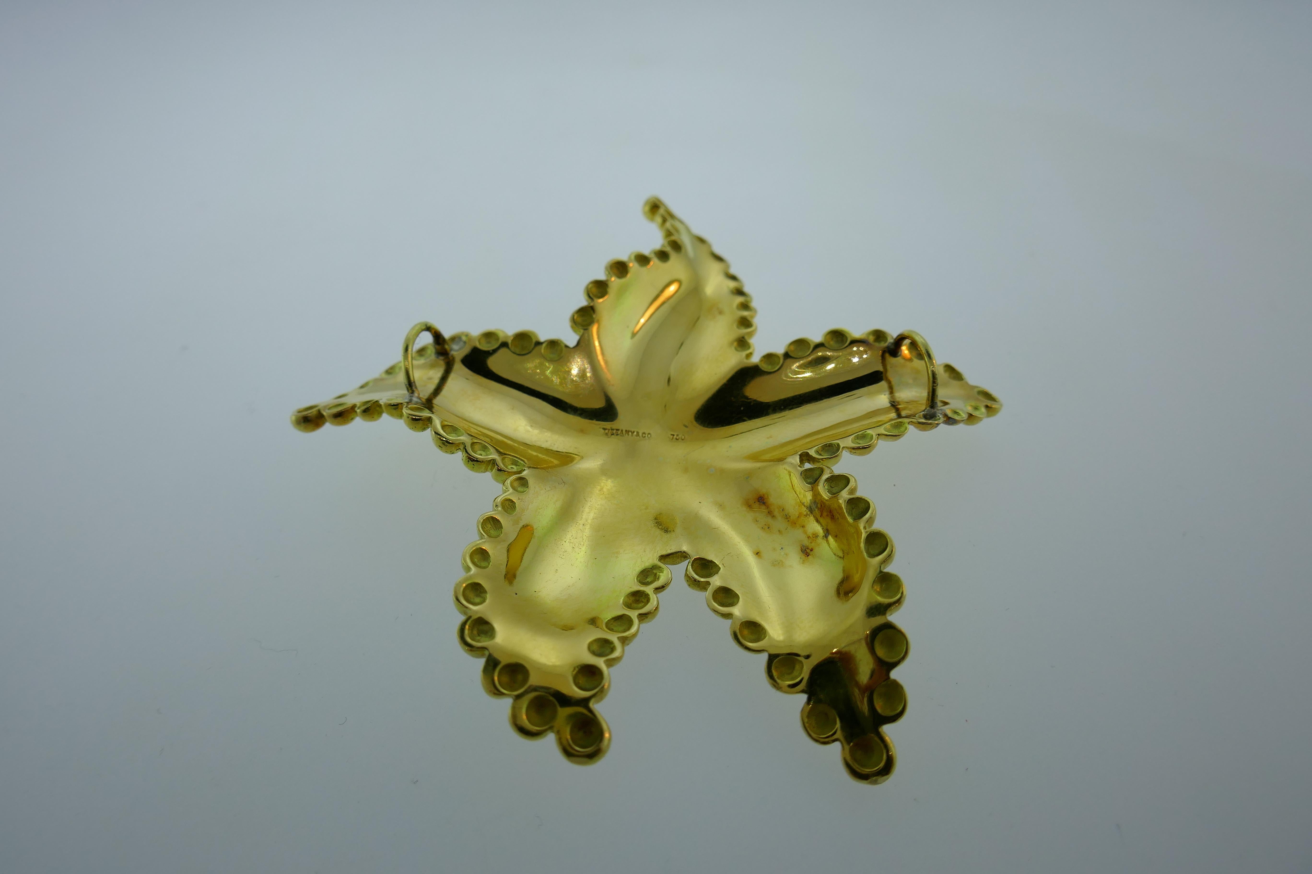 Tiffany & Co. 18 Karat Yellow Gold Starfish Pendant, circa 1980s 1