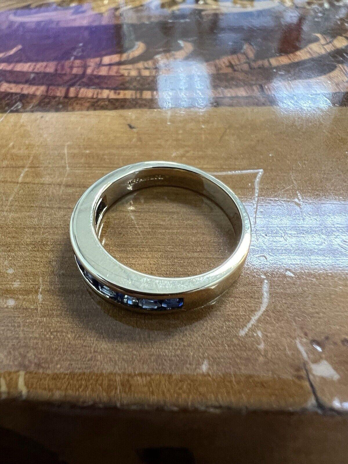 Tiffany & Co. 18k Yellow Gold & Step Cut Sapphire Band Ring Vintage 1970s

Here is your chance to purchase a beautiful and highly collectible designer ring. Truly a great piece at a great price! 

Details:

The ring is made by Tiffany & Co. in the