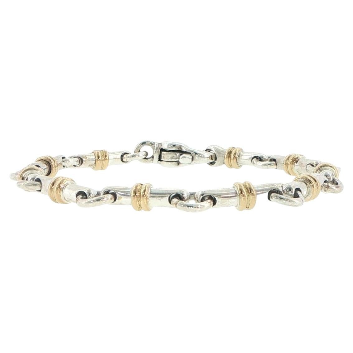 Tiffany & Co. 18K Yellow Gold & Sterling Silver Bar Link Bracelet